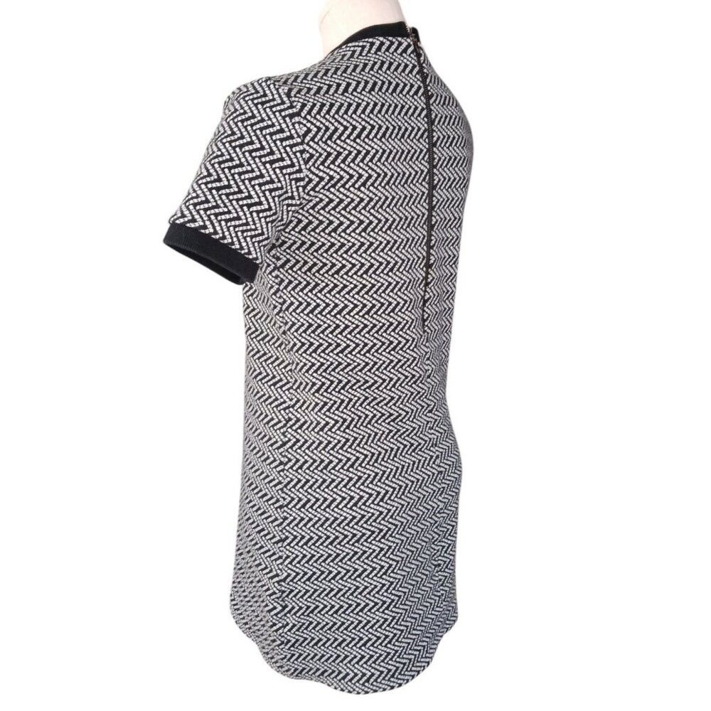 Forever 21 GoGo Mini Ringer TShirt Dress Black White Chevron Womens M Retro - Picture 6 of 11